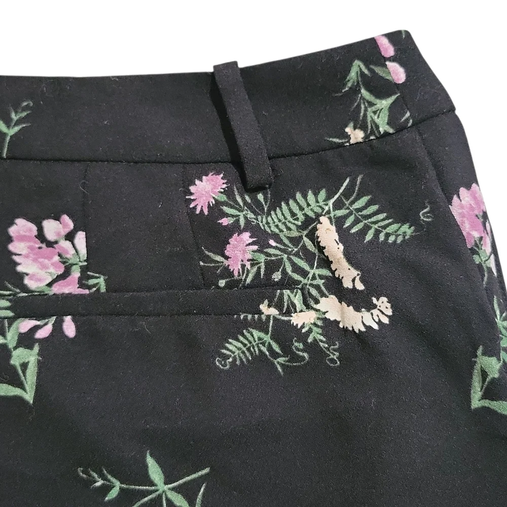 Ann Taylor Women's Floral Wide Leg Crop Trouser Parts Size 6 Flowy Black - Picture 4 of 11